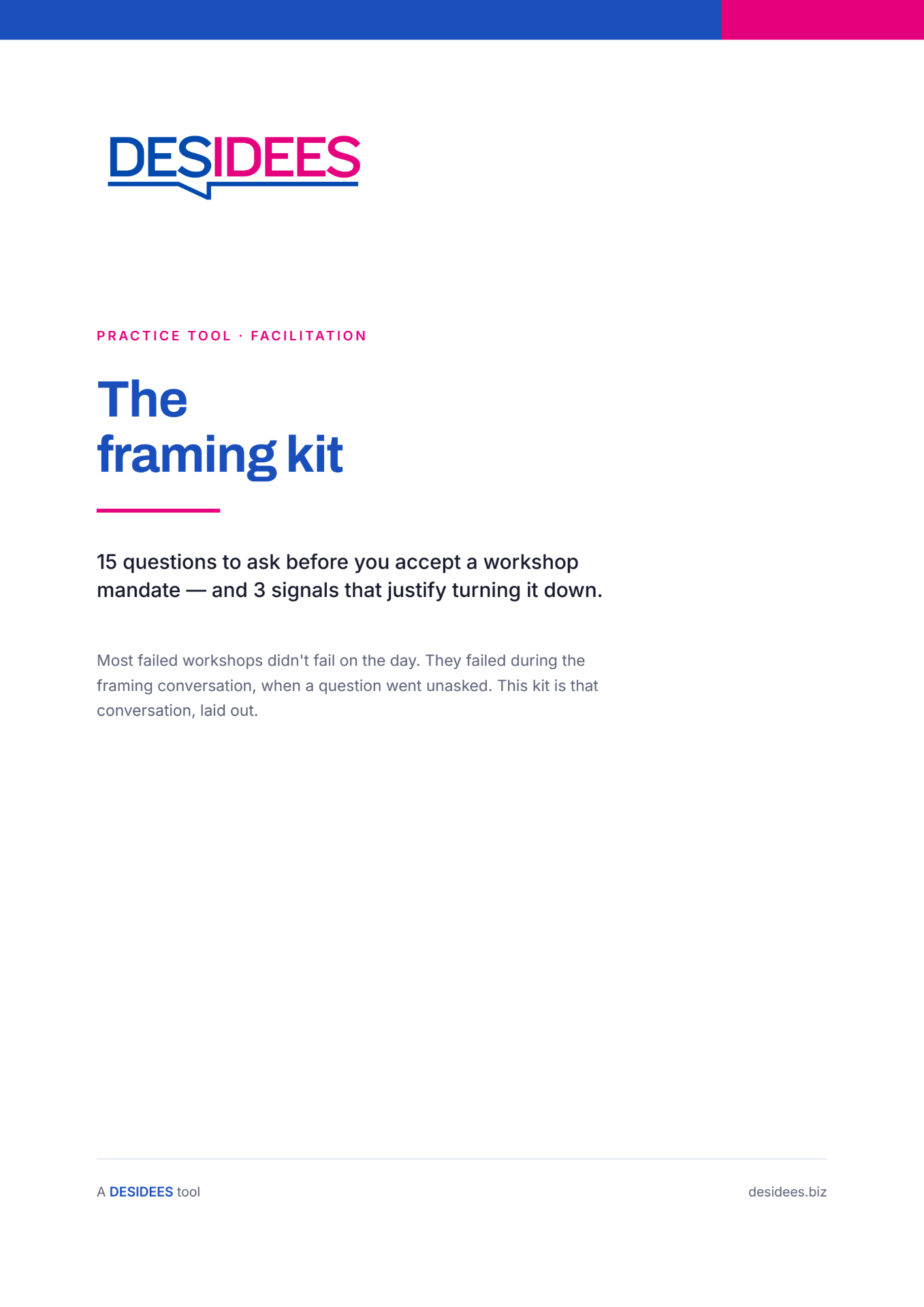 Cover of The Framing Kit, a free PDF for facilitators